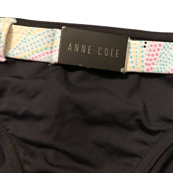 Anne Cole Locker Pastel Dotted Bikini Medium Halter & Back Tie Deep V Belted - Picture 3 of 16